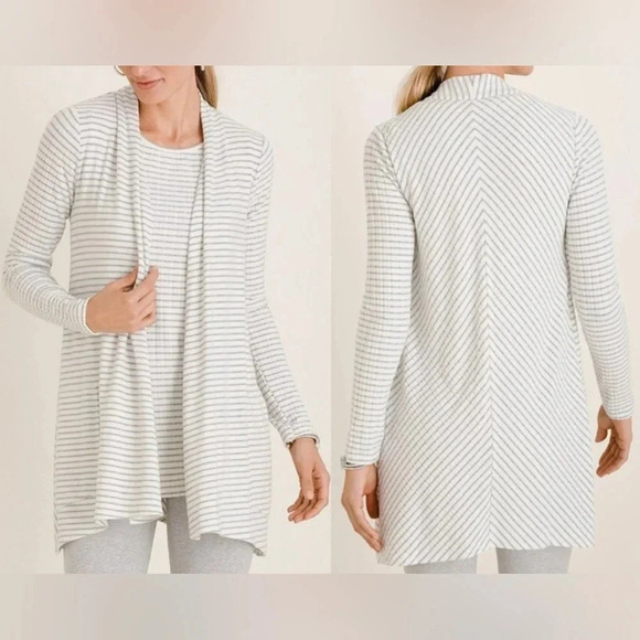 Chico's Sweaters - Chico's Plush Chevron Striped Cardigan + Tank SZ 1
